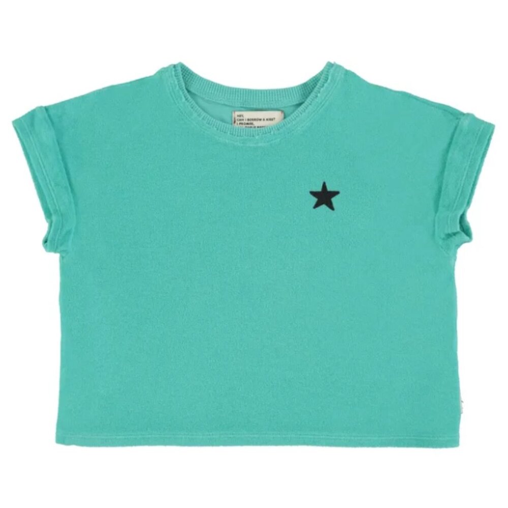 Piupiuchick Turquoise With Black Logo Print T-shirt